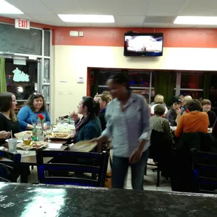 people eating and drinking