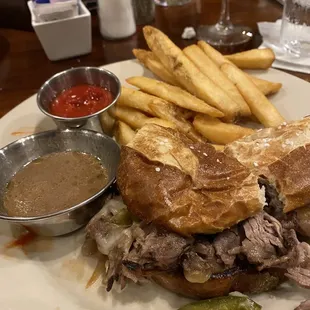 Prime Rib Pretzel Sandwich