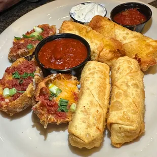 Combo Appetizer : Loaded Potato Skin Fried Cheese Stuffed Banana Peppers