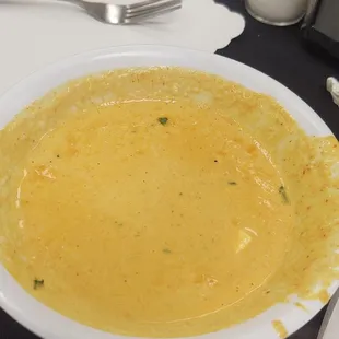 a bowl of soup on a table