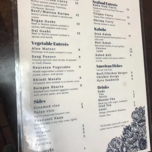 menu