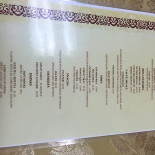 menu