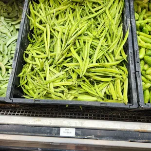 a display of green beans