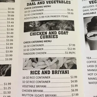 a menu for a restaurant