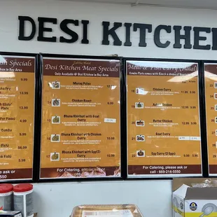 Kitchen menu