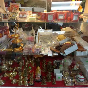 a display of various items