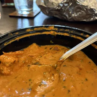 Oily chicken tikka masala, this is after soaking oil with paper towel.