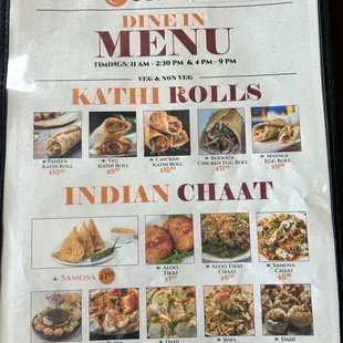 Menu: Kathi Rolls and Indian Chaat
