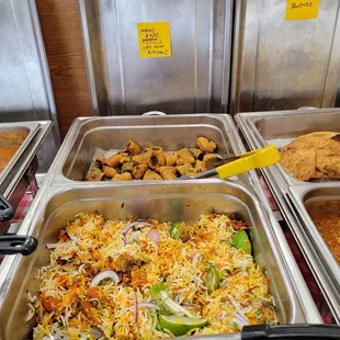 Indian Buffet Mirchi Bajji Pakora, Veg Dum Biryani
