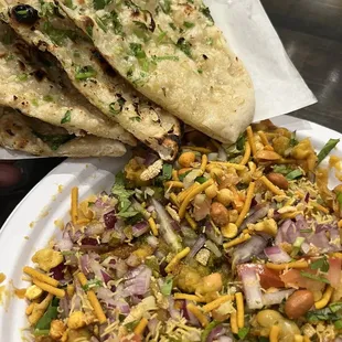 Masala Puri and Garlic Naan