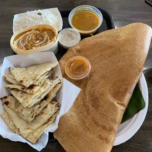 Masala Dosa, Butter Nan, Butter Chicken