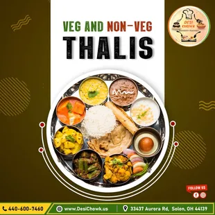 Veg and Non-Veg Thali  

#desichowksolon #solon #foodies #cleveland