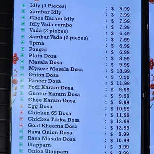 menu