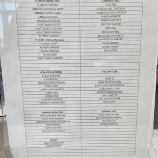 menu