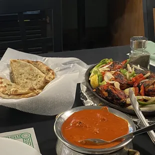 Garlic Naan, Butter Chicken Masala, Tandoori Chicken