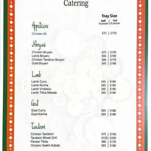 Catering menu