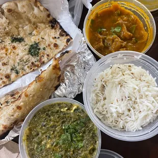 Garlic Naan, Palak Paneer, Lamb Rogan Josh