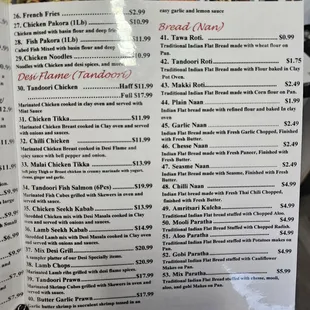 menu