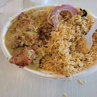 Green chili chicken briyani