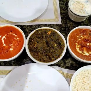 Dec 2021: Butter Chicken ($13.99), Palak Paneer ($12.99), &amp; Lamb Tikka Masala ($14.99)
