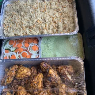 Chana Biryani, raita, salad, Chicken Tikka