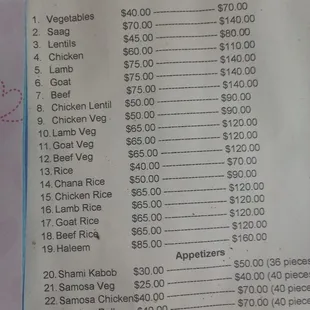 menu