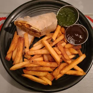 Aloo Chana Kathi Roll with masala fries