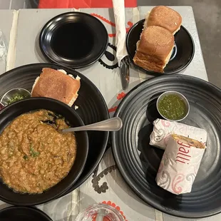 Pav bhaji, potato Kati roll