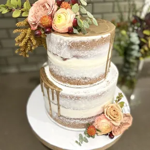 Naked Cake with Gold Drip