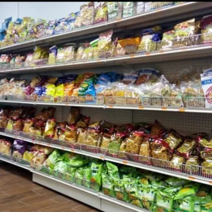 a grocery store with shelves full of food