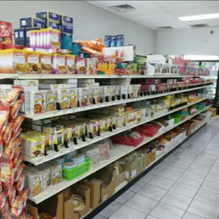 a grocery store with shelves full of food