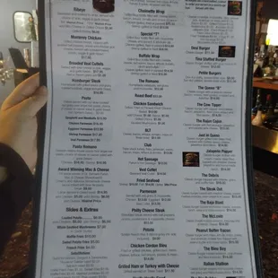 Menu as of September 2022