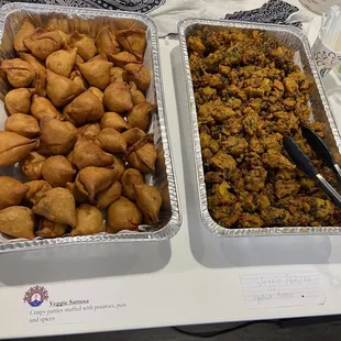 Food catered for office event - samosa and Vegetable Pakora