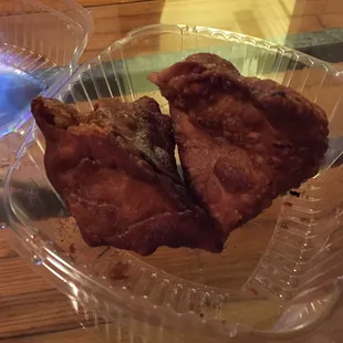 Burnt samosa. I'm disappointed.