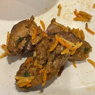 two pieces of food on a plate