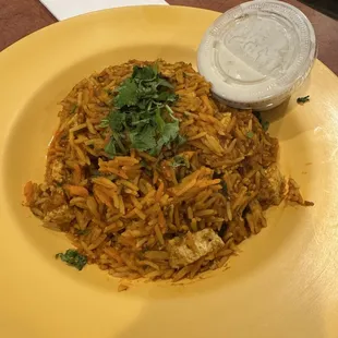 Biryani with tofu.