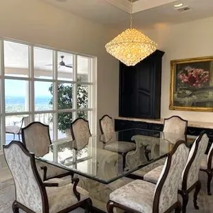 Reupholstered dining chairs in a beautiful luxurious velvet