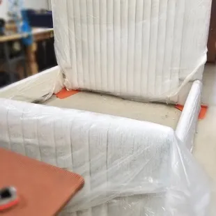 Custom built headboard with frame and footboard