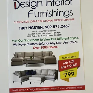 Specialize in custom furniture.