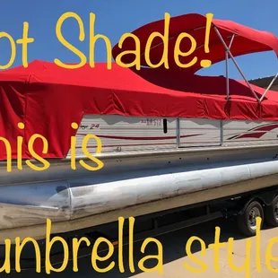 Stay cool with this beautiful matching red canopy and boat cover.