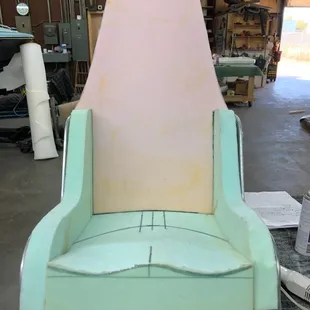 Custom foam build in its beginning stages on the Kirkey racing seats.