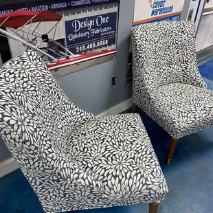 Reupholstered summer house chairs