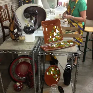 Student working and art.