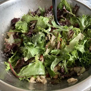 Design your own salad - 5 toppings and dressing mixed in