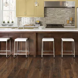 a kitchen with a center island