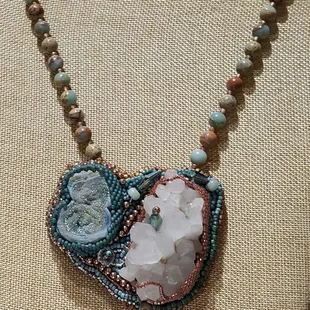 Quartz beaded Necklace with African Opal.