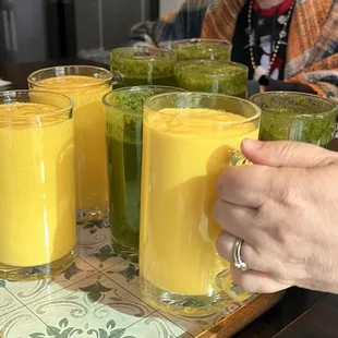 Cheers with the mango loss I with my posse.