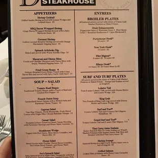 the menu