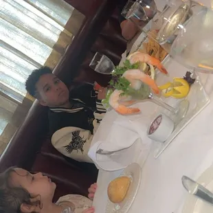 Shrimp cocktail, and artichoke dip