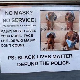 a no mask sign on a door